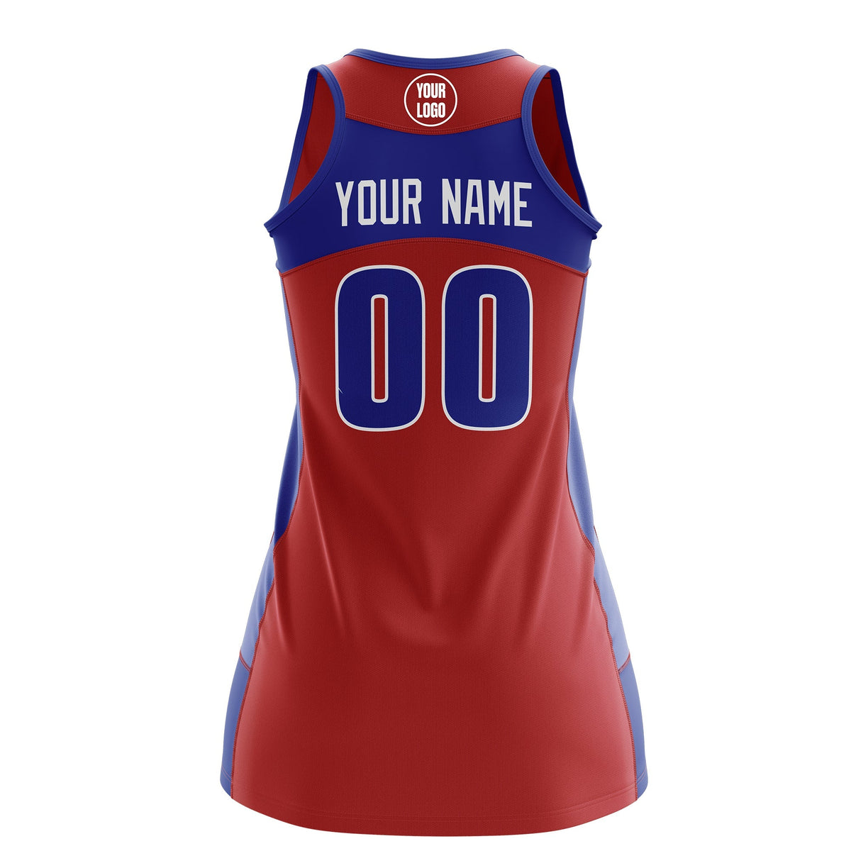 Custom Netball Dress | Red Royal Blue Classic Style Two-Tone Match Day Uniform
