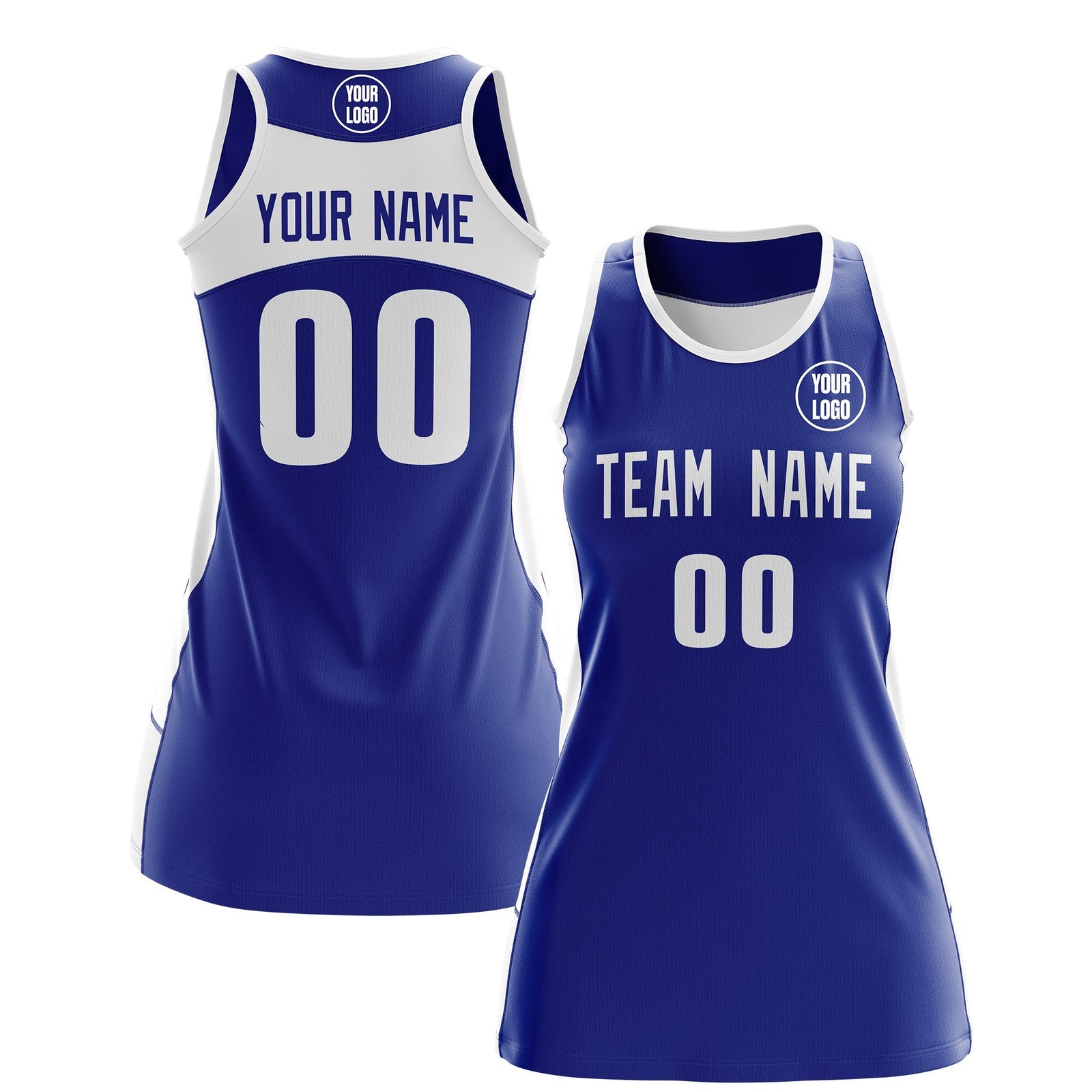Custom Netball Dress | Royal Blue White Classic Style Two-Tone Breathable Performance Sportswear