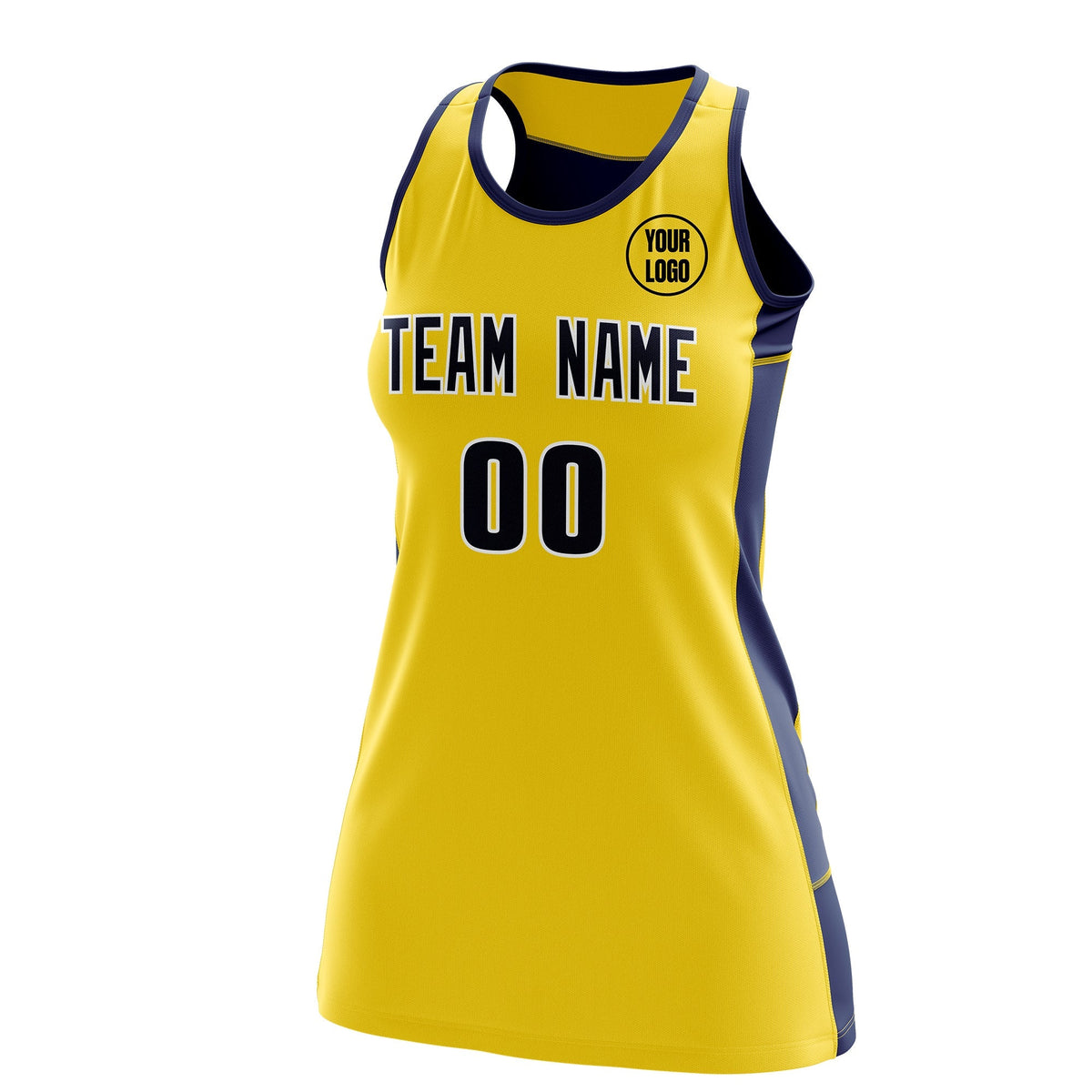 Custom Netball Dress | Gold Navy Classic Style Two-Tone Professional Team Uniforms