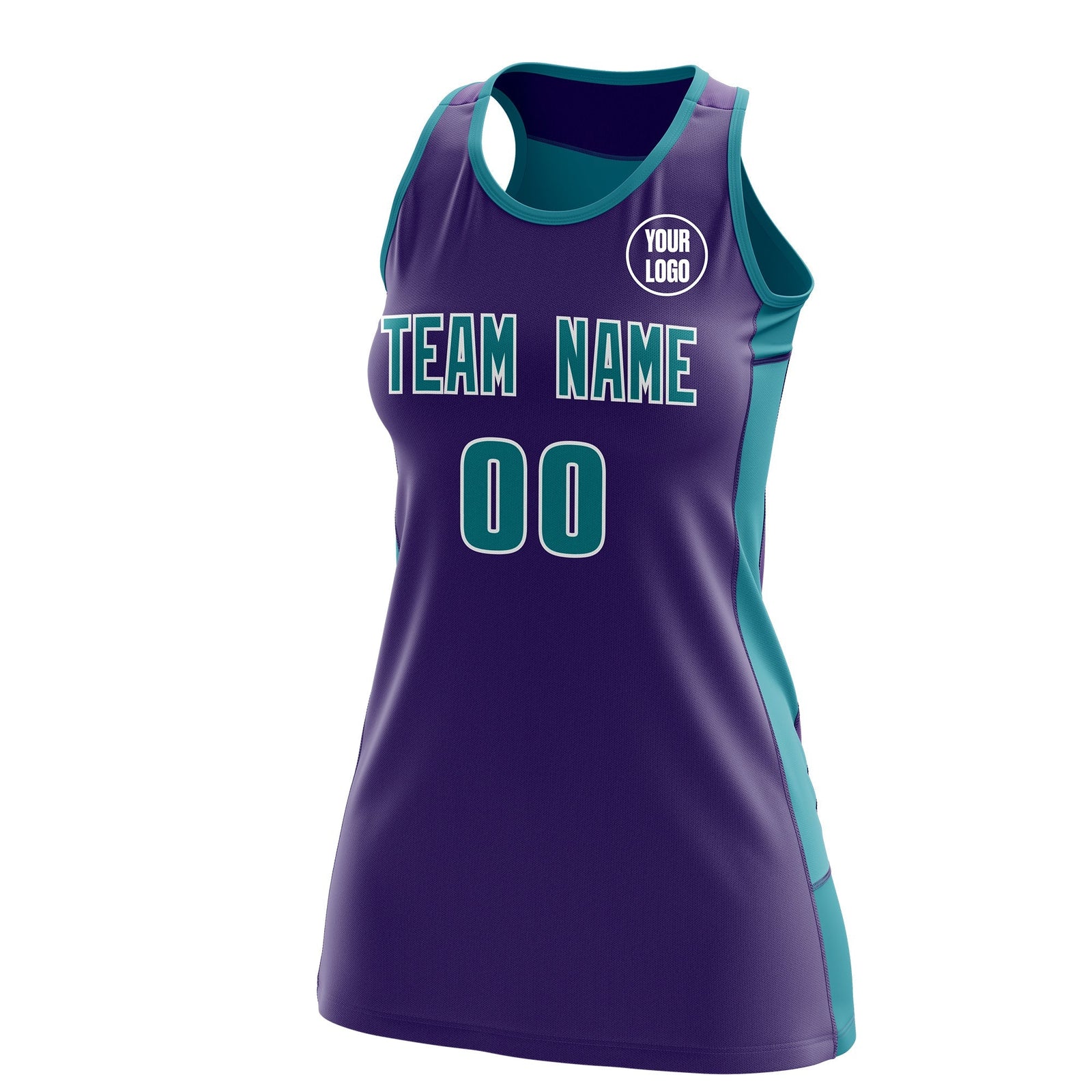 Custom Netball Dress | Purple Teal Classic Style Two-Tone Breathable Performance Sportswear