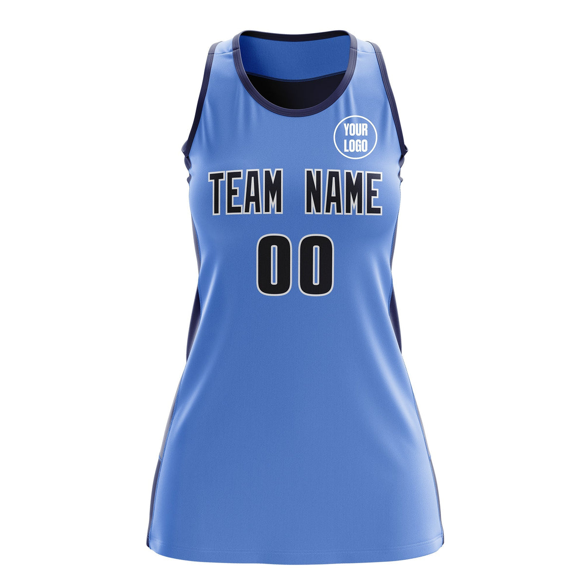 Custom Netball Dress | Powder Blue Navy Classic Style Two-Tone Breathable Performance Sportswear