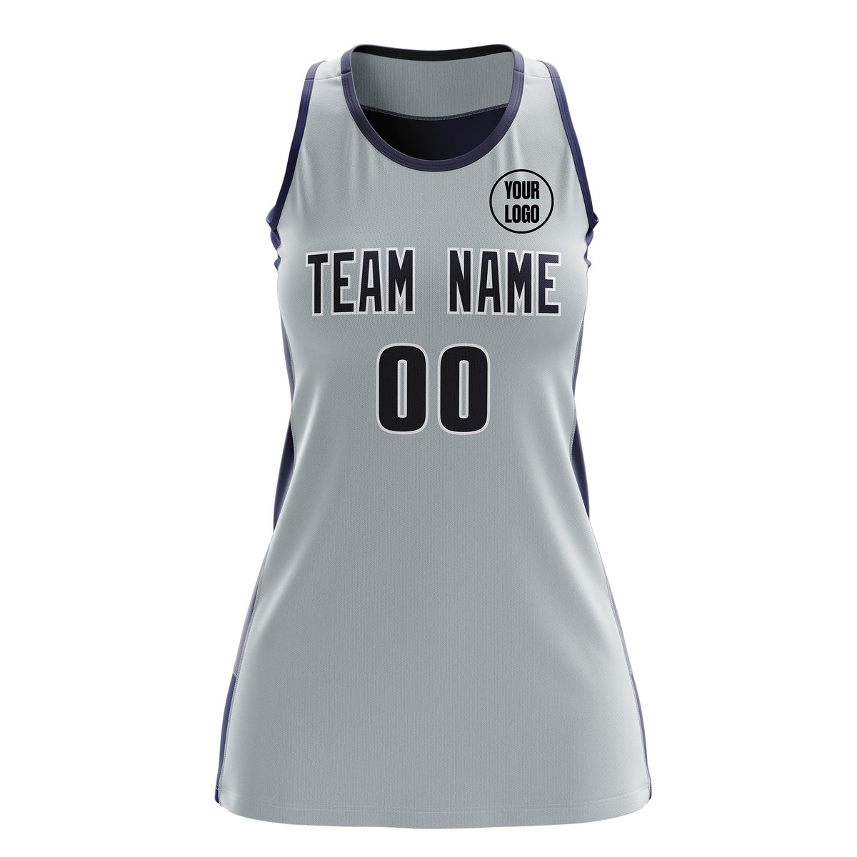 Custom Netball Dress | Silver Navy Classic Style Two-Tone Match Day Uniform
