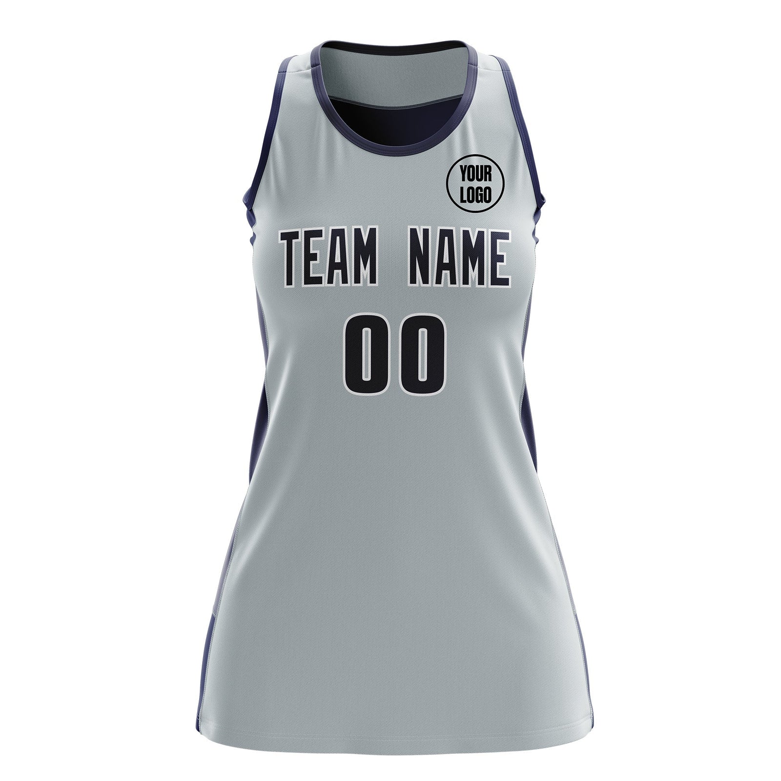Custom Netball Dress | Silver Navy Classic Style Two-Tone Match Day Uniform