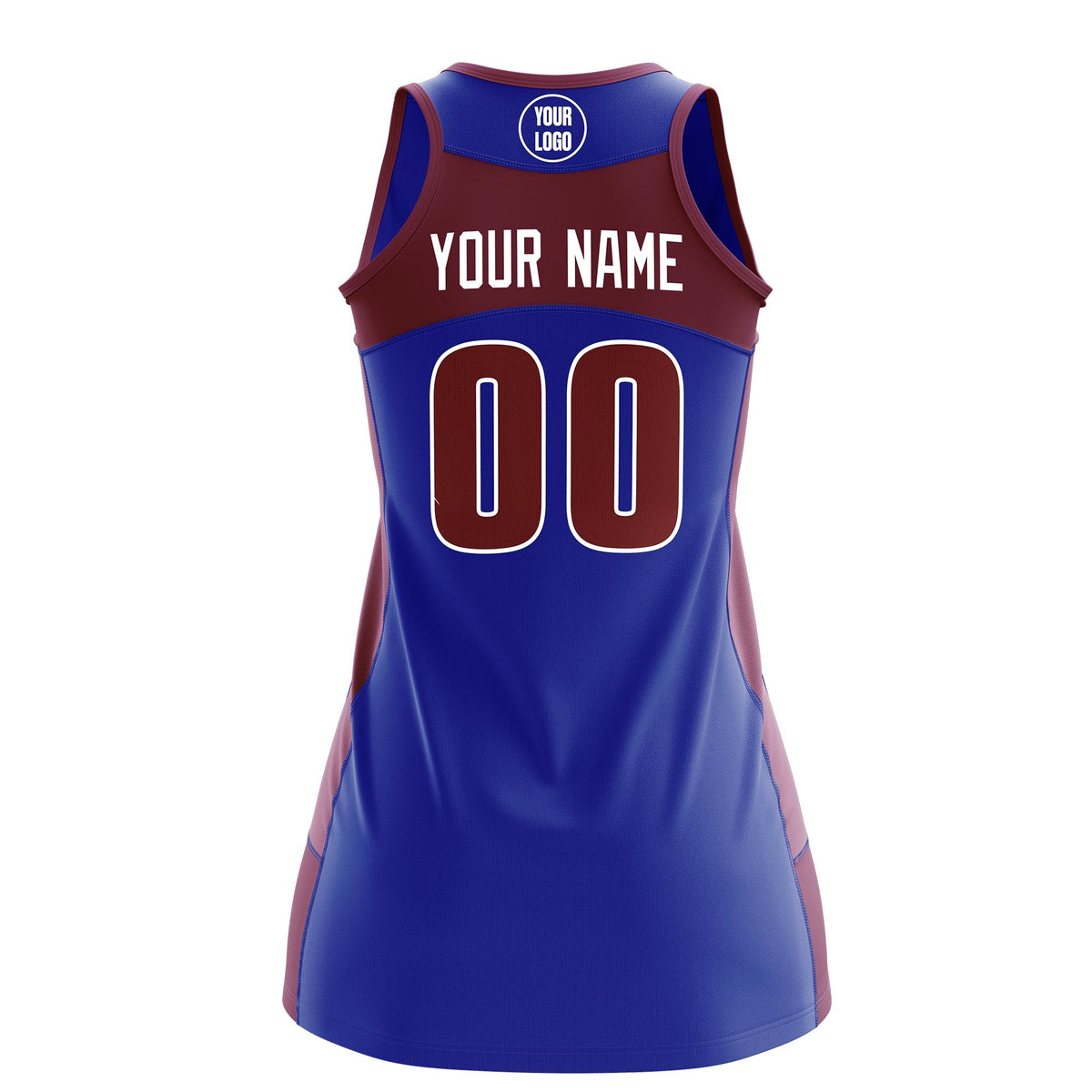 Custom Netball Dress | Royal Blue Crimson Classic Style Two-Tone Match Day Uniform