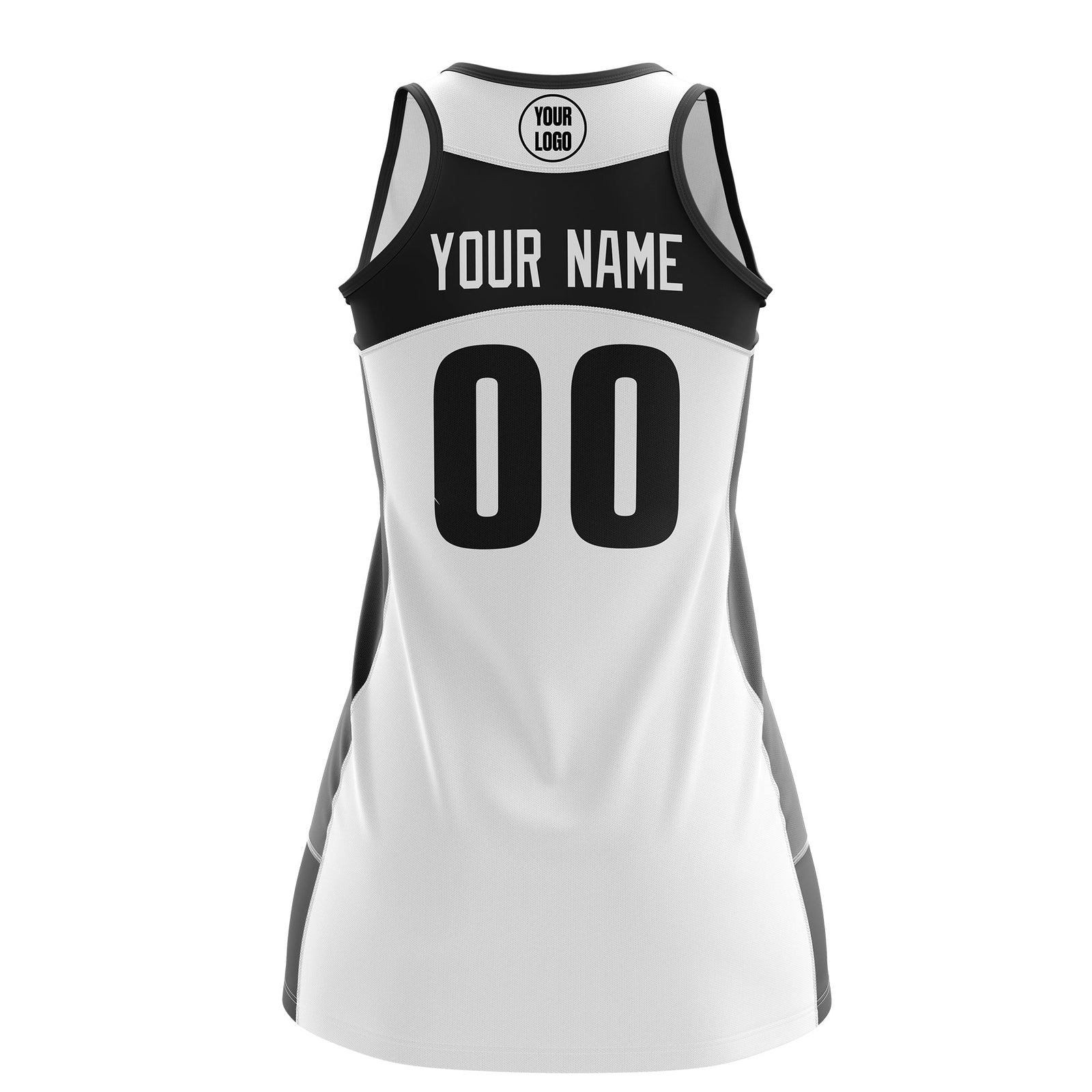 Custom Netball Dress | White Black Classic Style Two-Tone Professional Team Uniforms