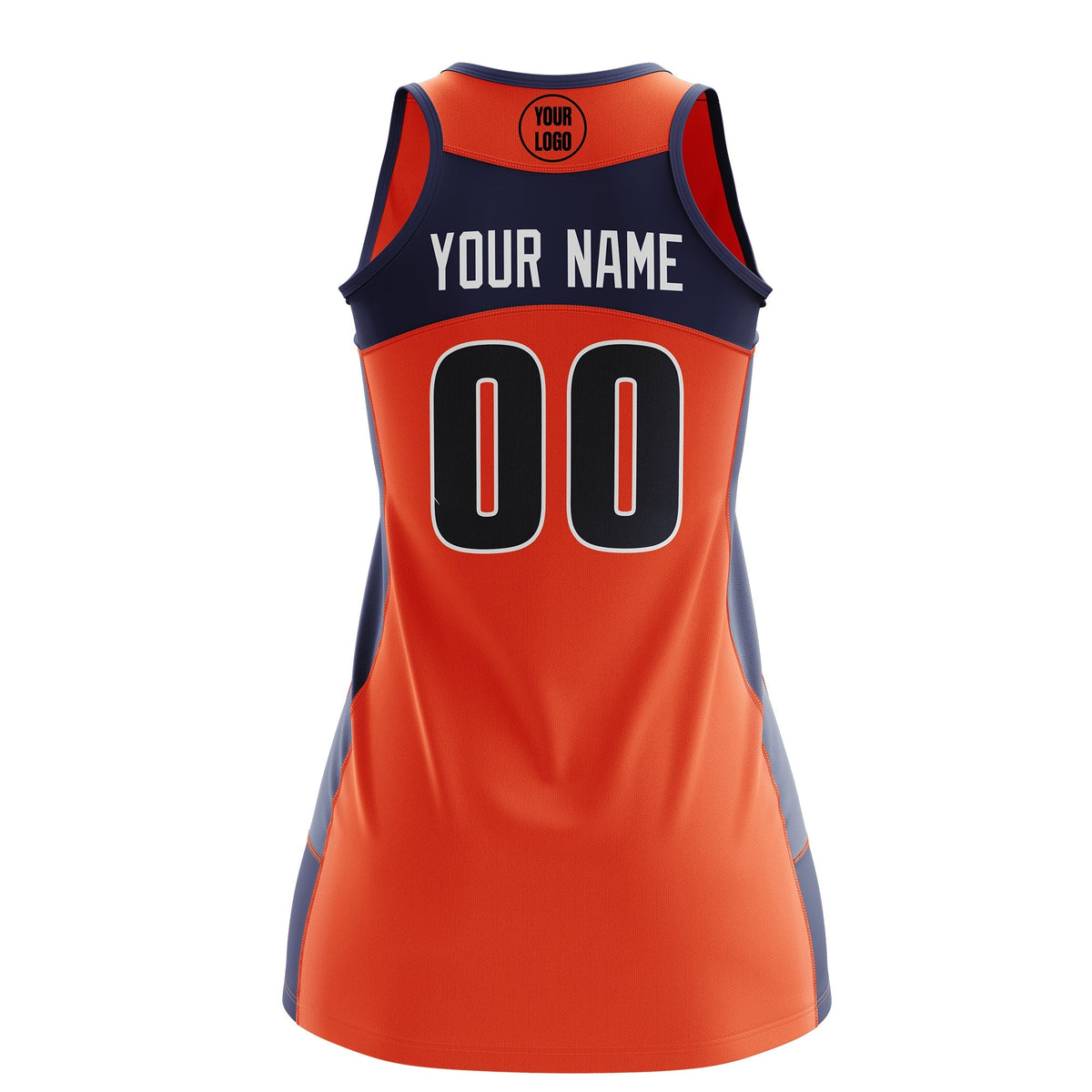 Custom Netball Dress | Orange Navy Classic Style Two-Tone Breathable Performance Sportswear