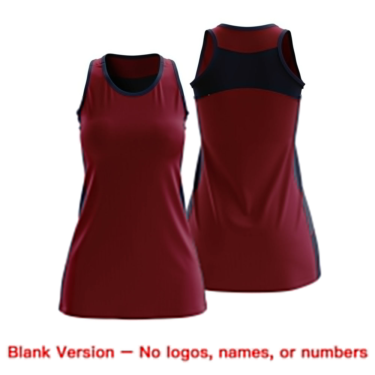 Custom Netball Dress | Crimson Navy Classic Style Two-Tone Breathable Performance Sportswear