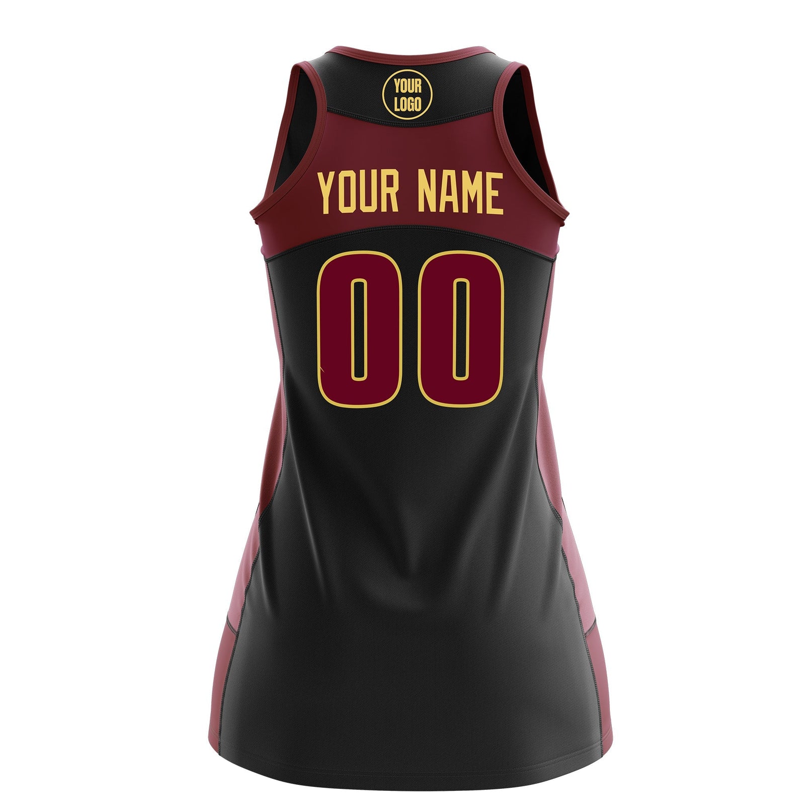 Custom Netball Dress | Black Crimson Classic Style Two-Tone Professional Team Uniforms