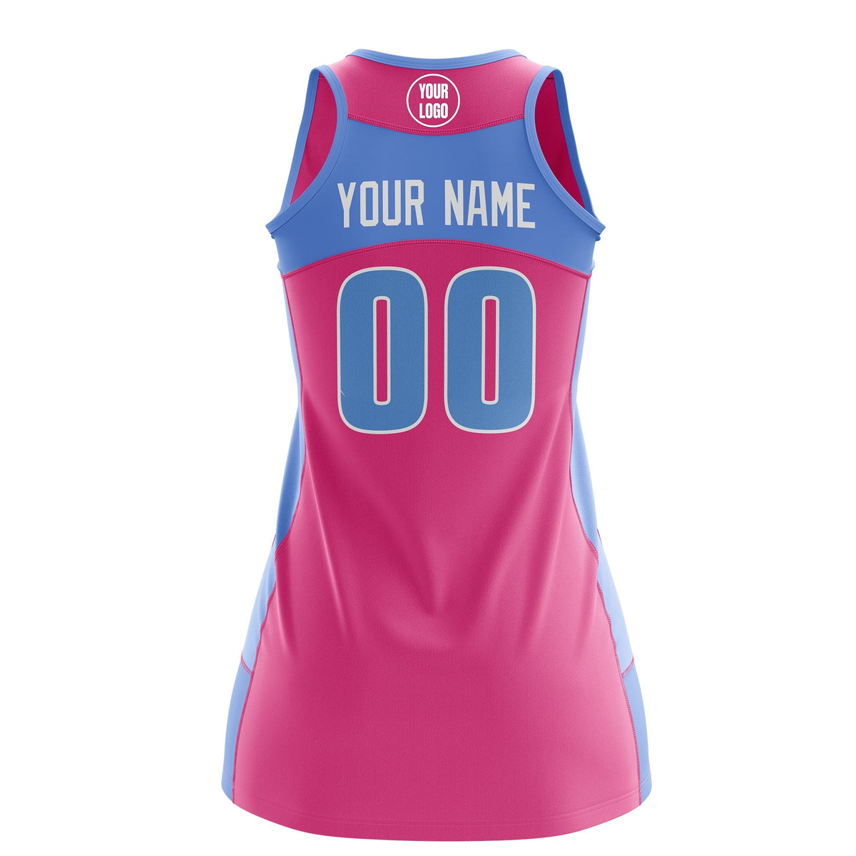 Custom Netball Dress | Pink Powder Blue Classic Style Two-Tone Professional Team Uniforms