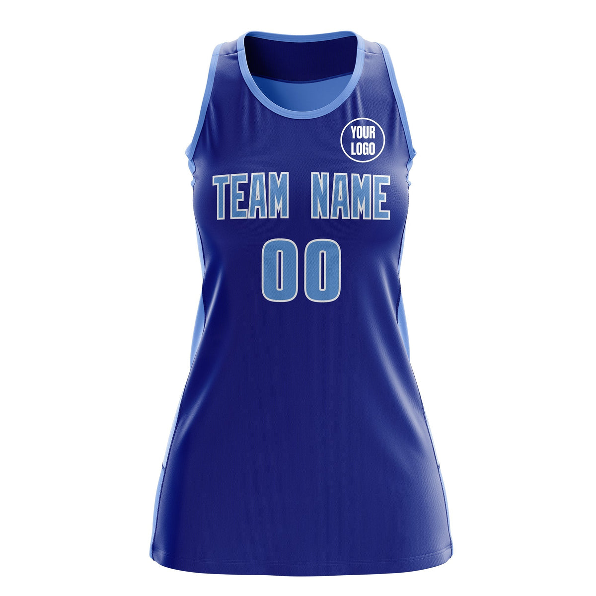 Custom Netball Dress | Royal Blue Powder Blue Classic Style Two-Tone Match Day Uniform
