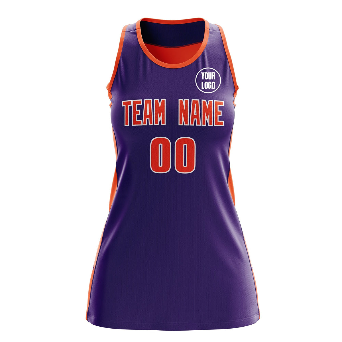 Custom Netball Dress | Purple Orange Classic Style Two-Tone Breathable Performance Sportswear