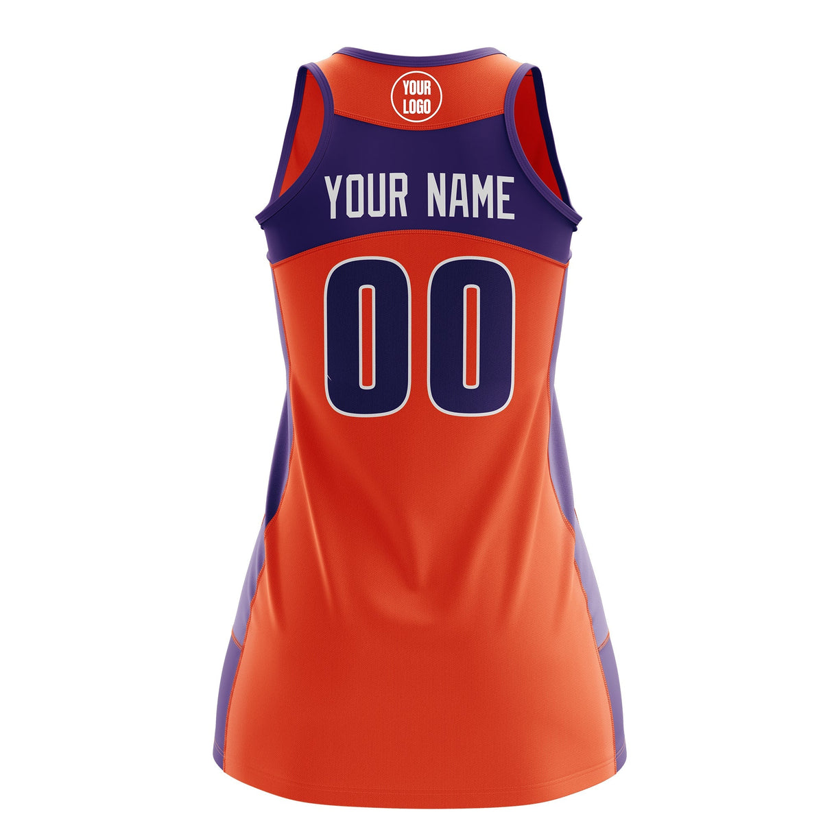 Custom Netball Dress | Orange Purple Classic Style Two-Tone Professional Team Uniforms