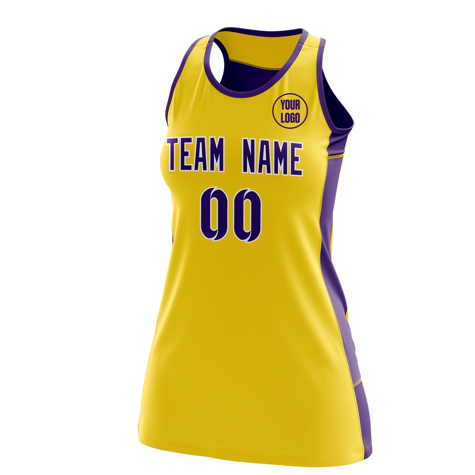 Custom Netball Dress | Gold Purple Classic Style Two-Tone Match Day Uniform