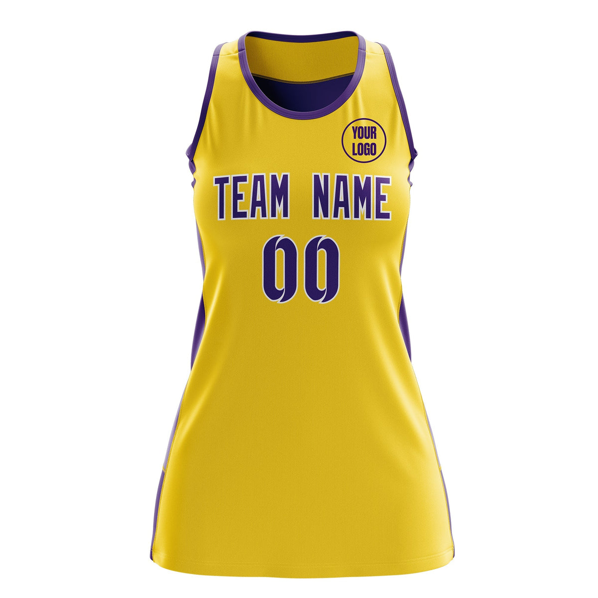 Custom Netball Dress | Gold Purple Classic Style Two-Tone Match Day Uniform