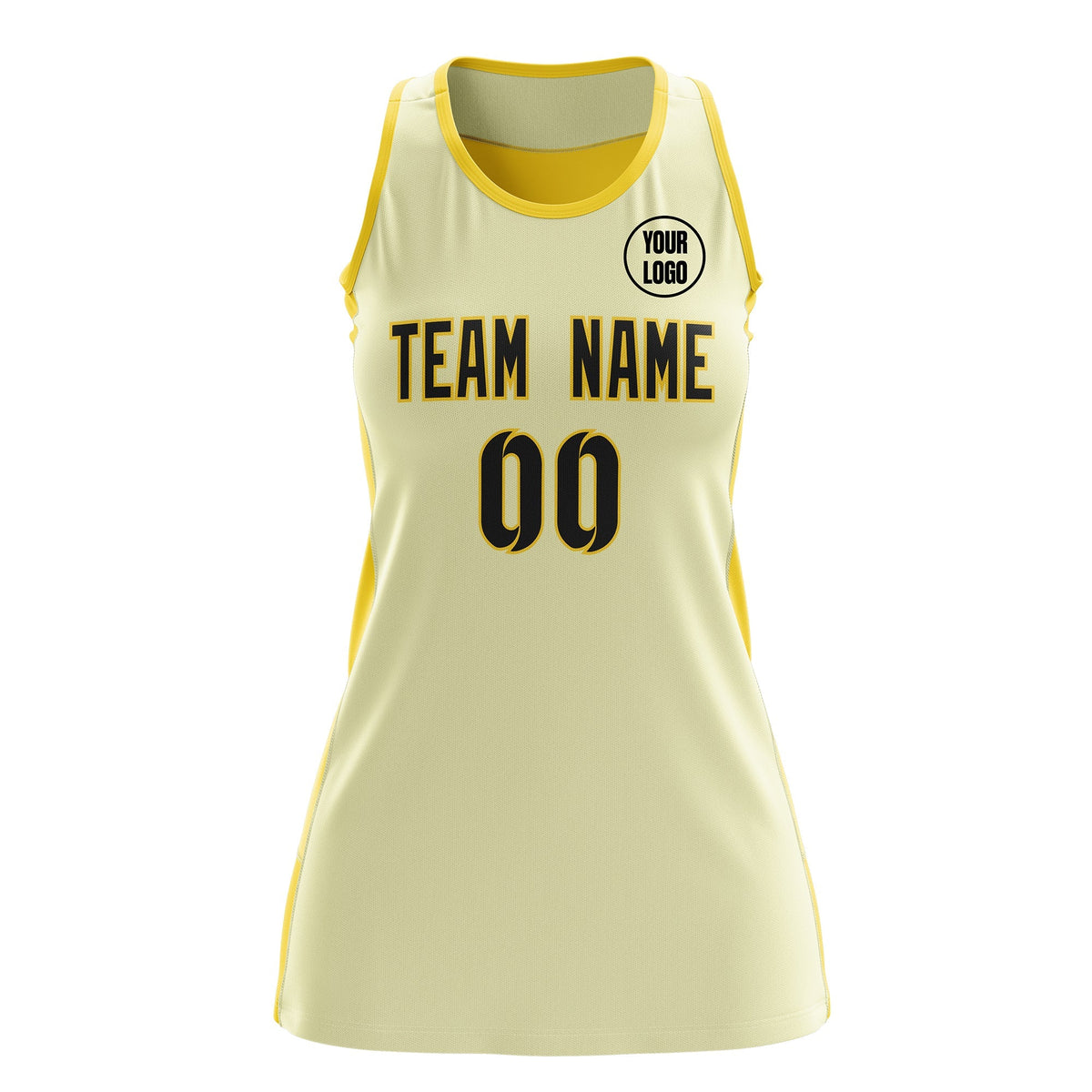 Custom Netball Dress | Cream Gold Classic Style Two-Tone Match Day Uniform