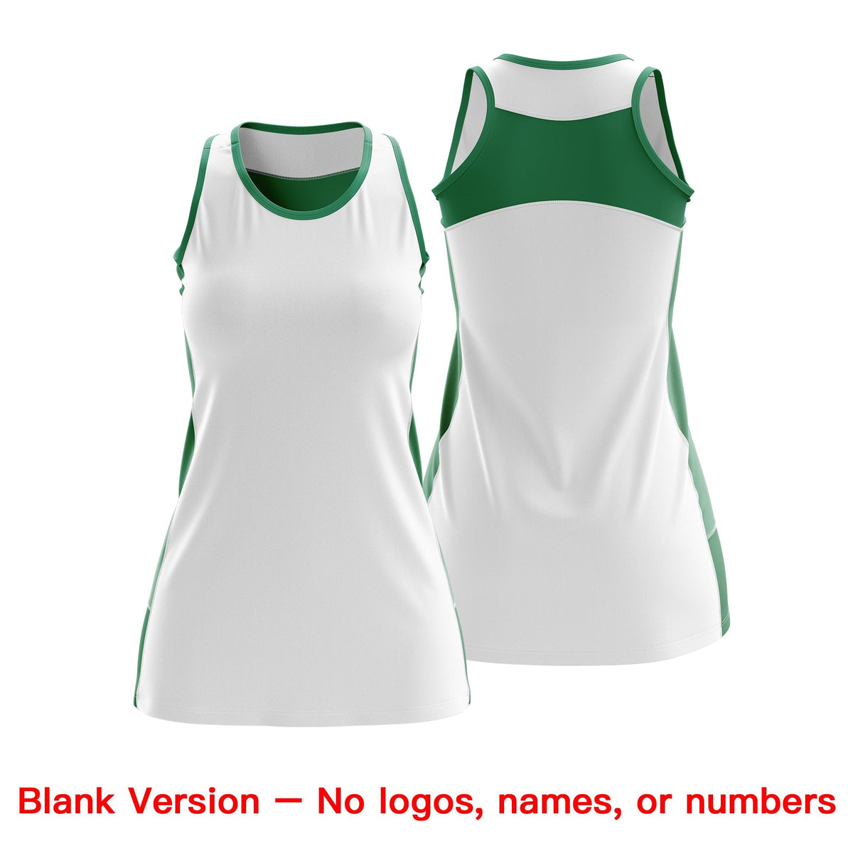 Custom Netball Dress | White Kelly Green Classic Style Two-Tone Professional Team Uniforms