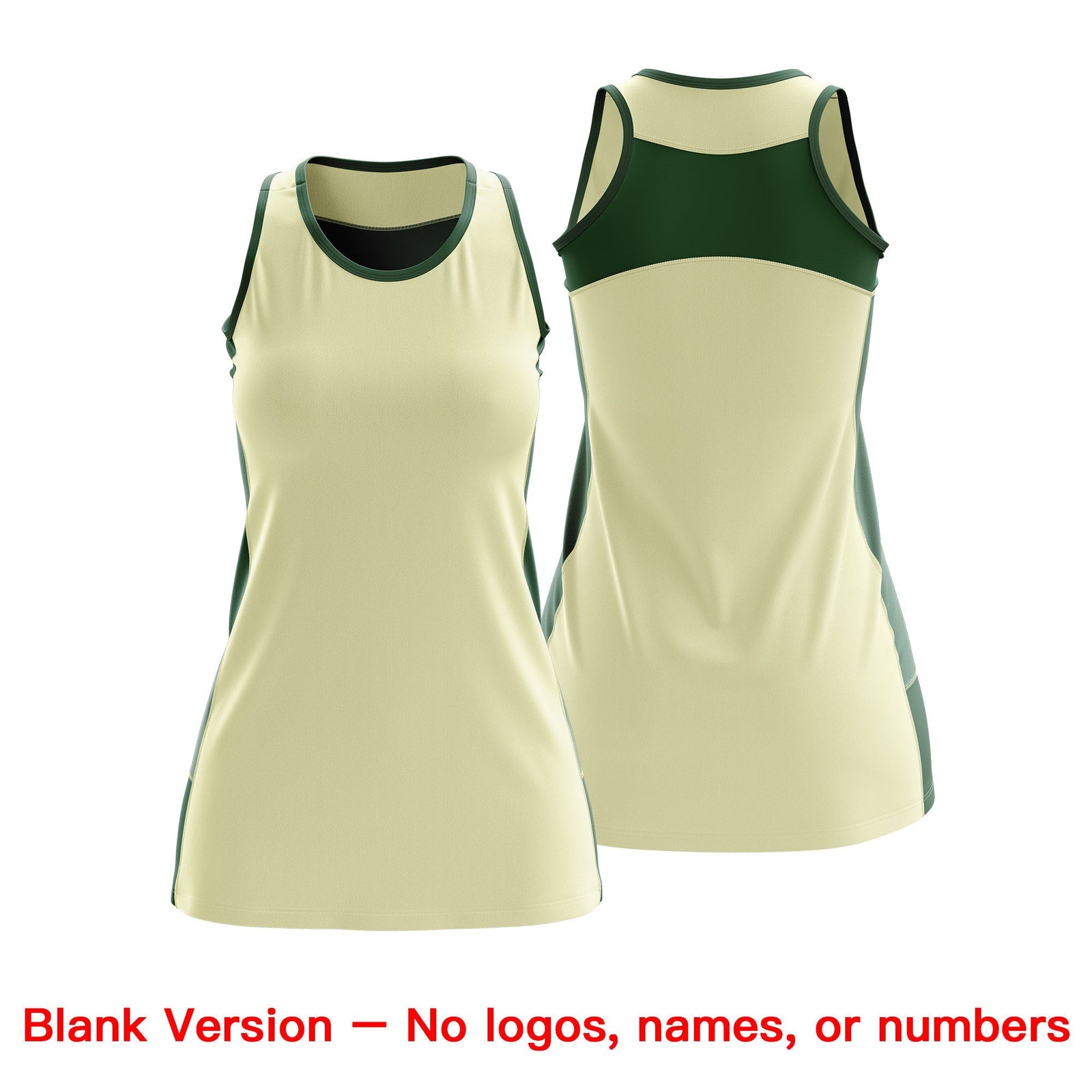 Custom Netball Dress | Cream Green Classic Style Two-Tone Breathable Performance Sportswear