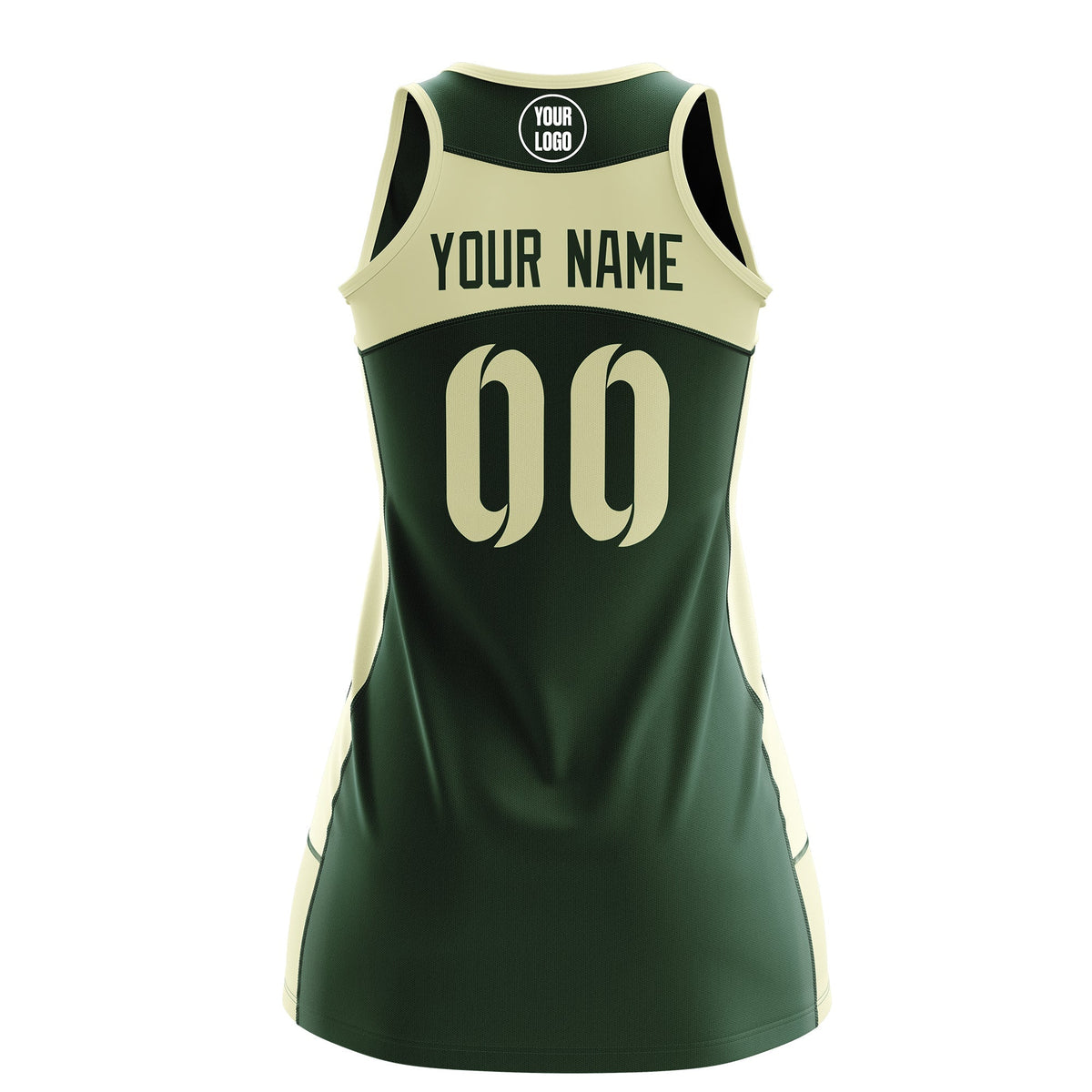 Custom Netball Dress | Green Cream Classic Style Two-Tone Match Day Uniform
