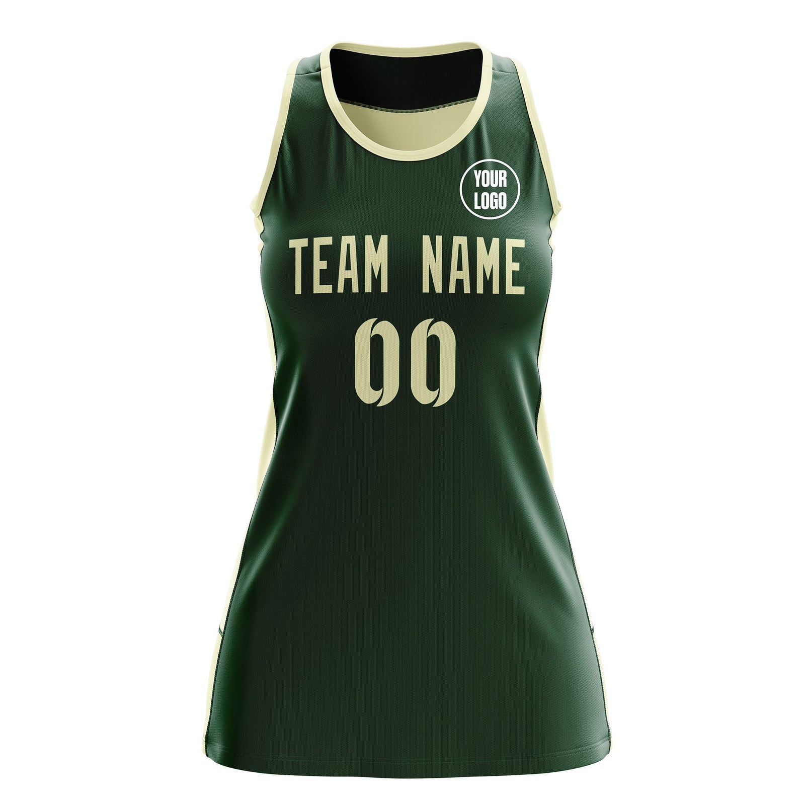 Custom Netball Dress | Green Cream Classic Style Two-Tone Match Day Uniform