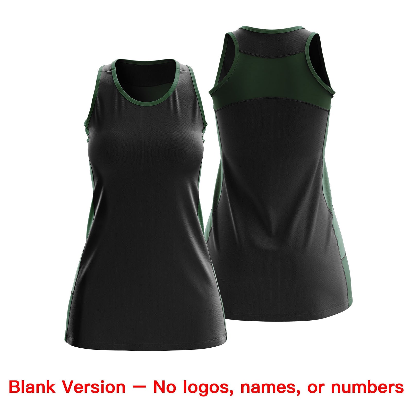 Custom Netball Dress | Black Green Classic Style Two-Tone Breathable Performance Sportswear
