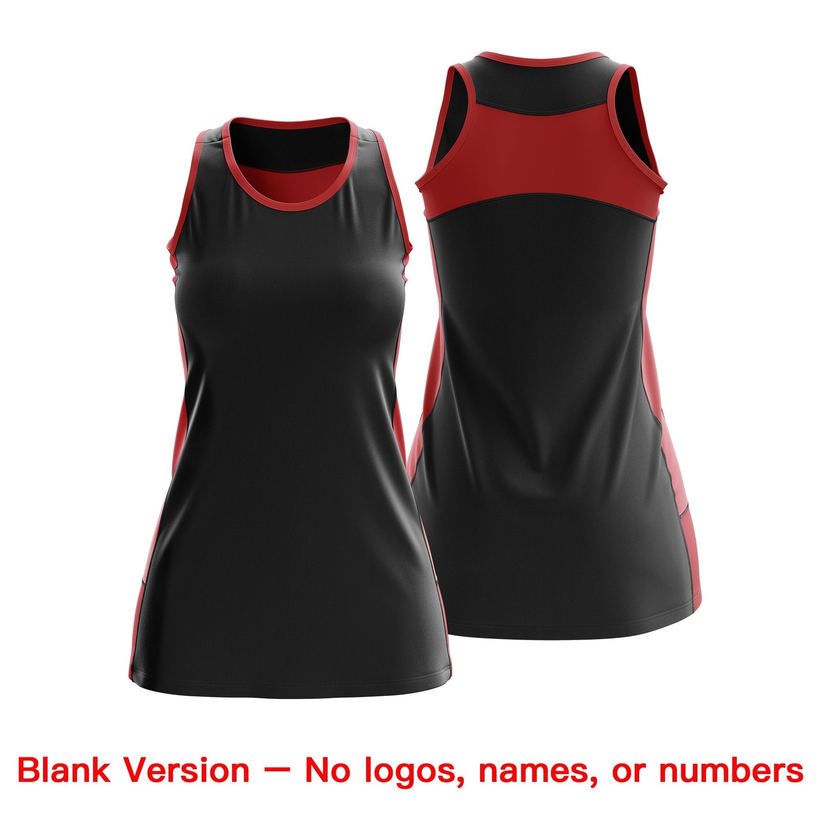 Custom Netball Dress | Black Red Classic Style Two-Tone Breathable Performance Sportswear
