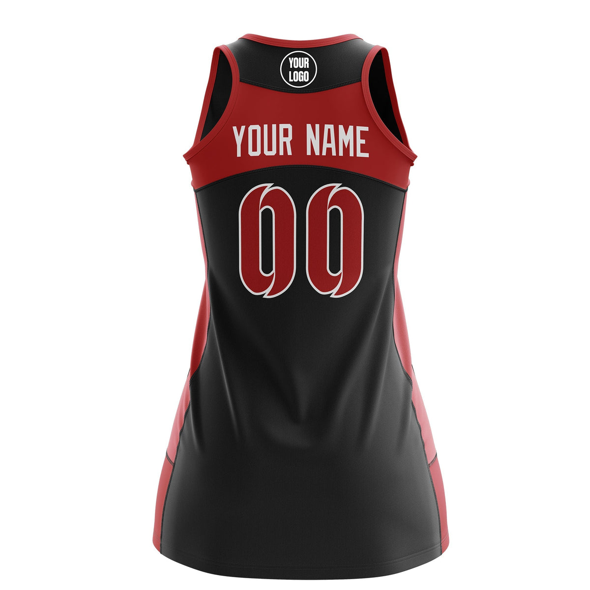 Custom Netball Dress | Black Red Classic Style Two-Tone Breathable Performance Sportswear