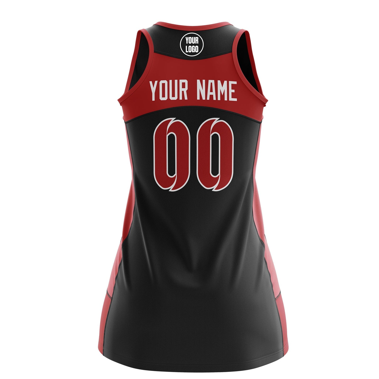 Custom Netball Dress | Black Red Classic Style Two-Tone Breathable Performance Sportswear