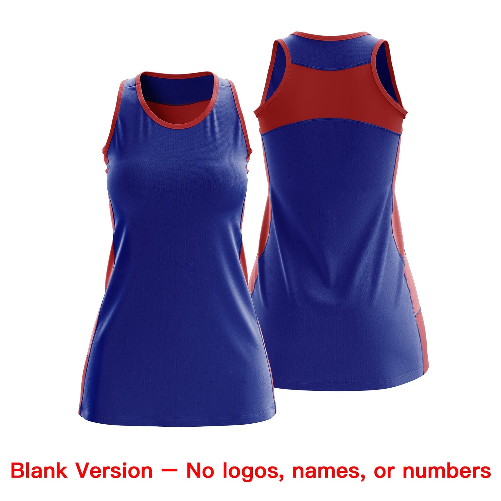 Custom Netball Dress | Royal Blue Red Classic Style Two-Tone Professional Team Uniforms
