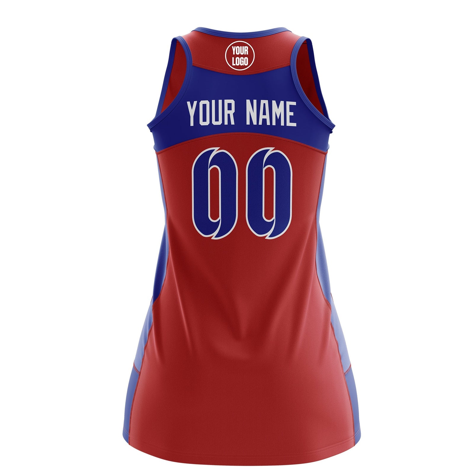 Custom Netball Dress | Red Royal Blue Classic Style Two-Tone Match Day Uniform