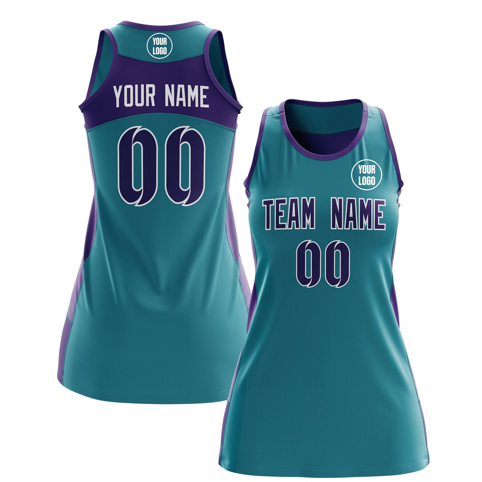 Custom Netball Dress | Teal Purple Classic Style Two-Tone Match Day Uniform