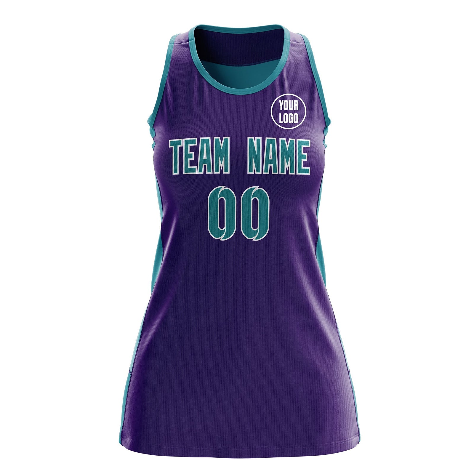 Custom Netball Dress | Purple Teal Classic Style Two-Tone Breathable Performance Sportswear