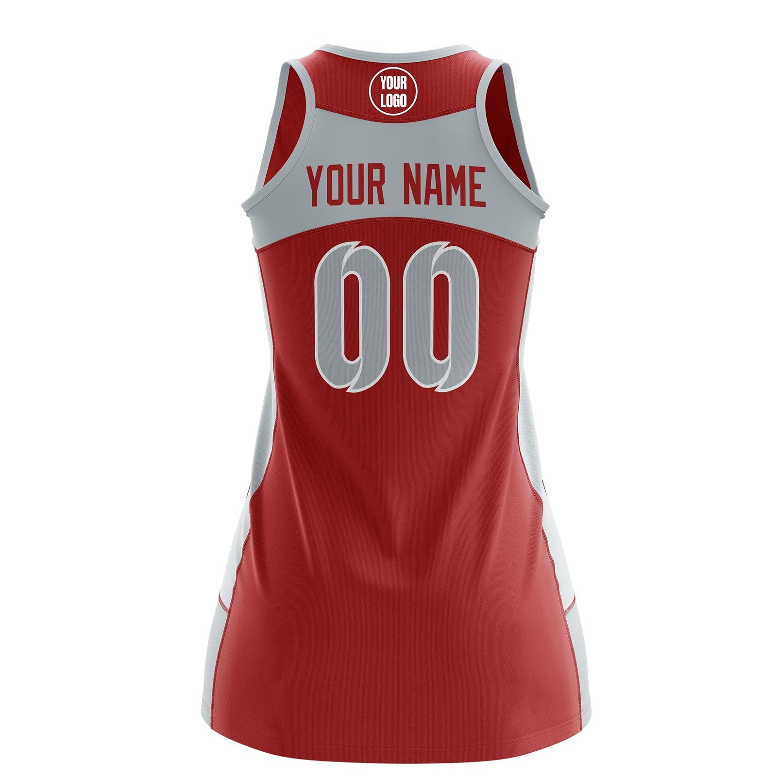 Custom Netball Dress | Red Silver Classic Style Two-Tone Professional Team Uniforms