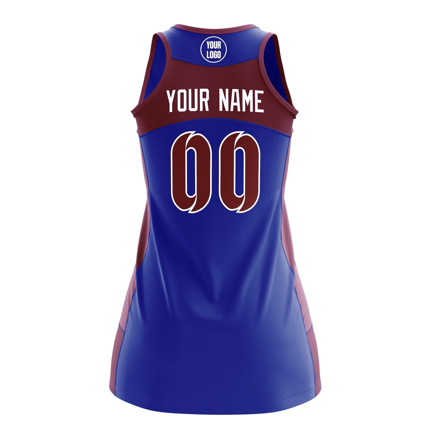 Custom Netball Dress | Royal Blue Crimson Classic Style Two-Tone Match Day Uniform