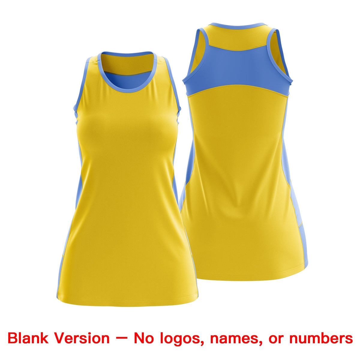 Custom Netball Dress | Gold Powder Blue Classic Style Two-Tone Breathable Performance Sportswear