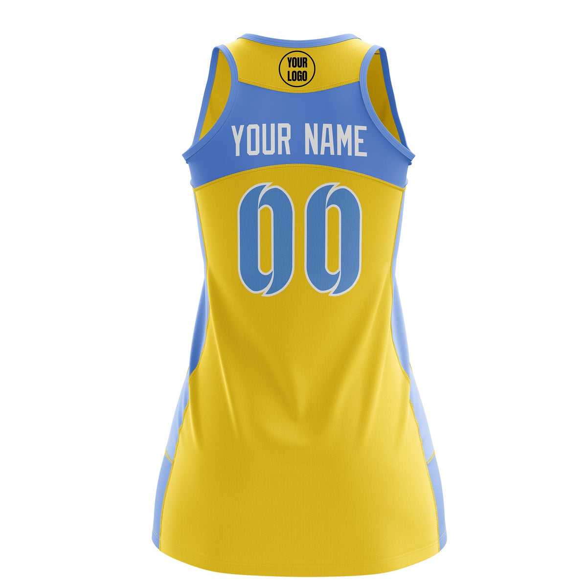 Custom Netball Dress | Gold Powder Blue Classic Style Two-Tone Breathable Performance Sportswear