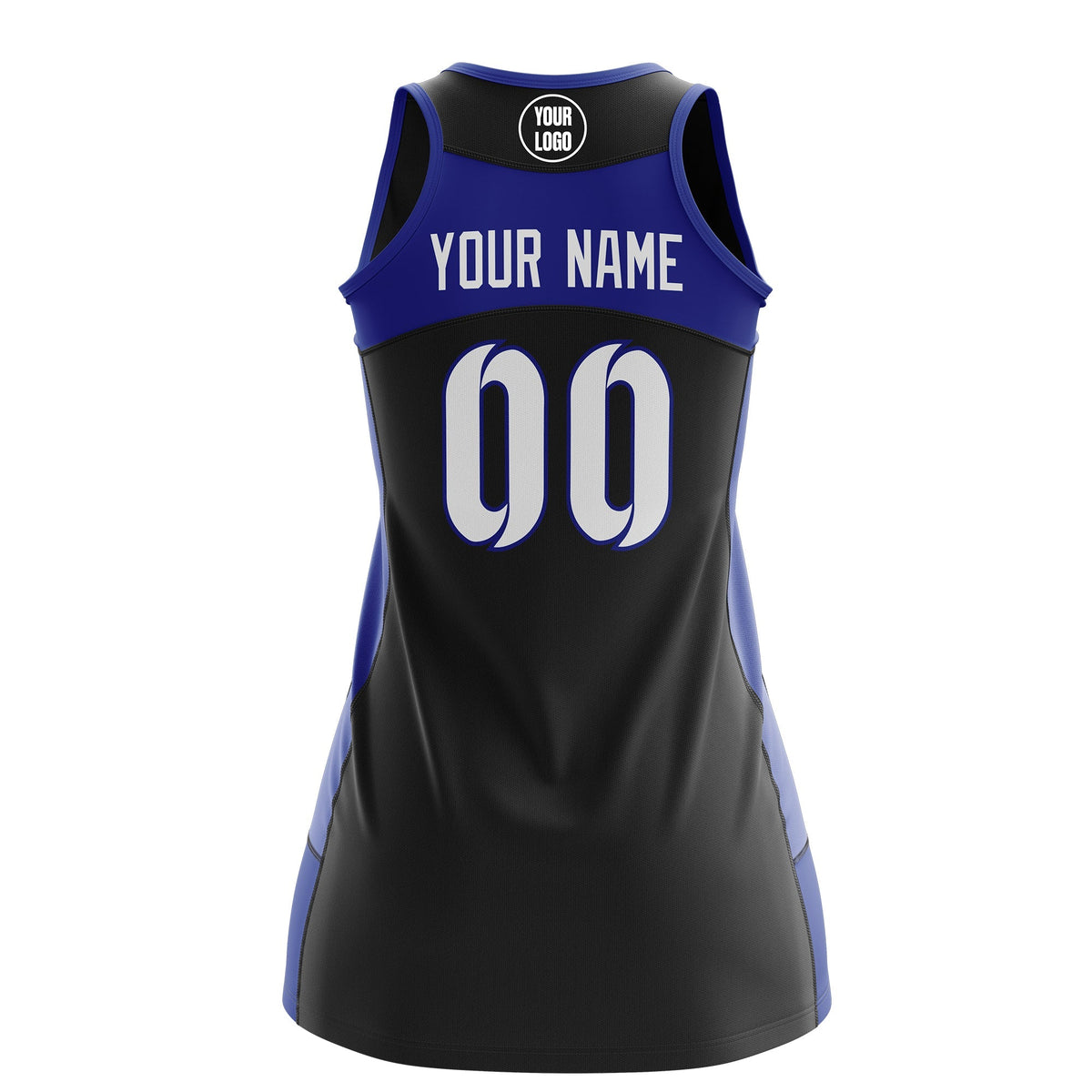 Custom Netball Dress | Black Royal Blue Classic Style Two-Tone Professional Team Uniforms