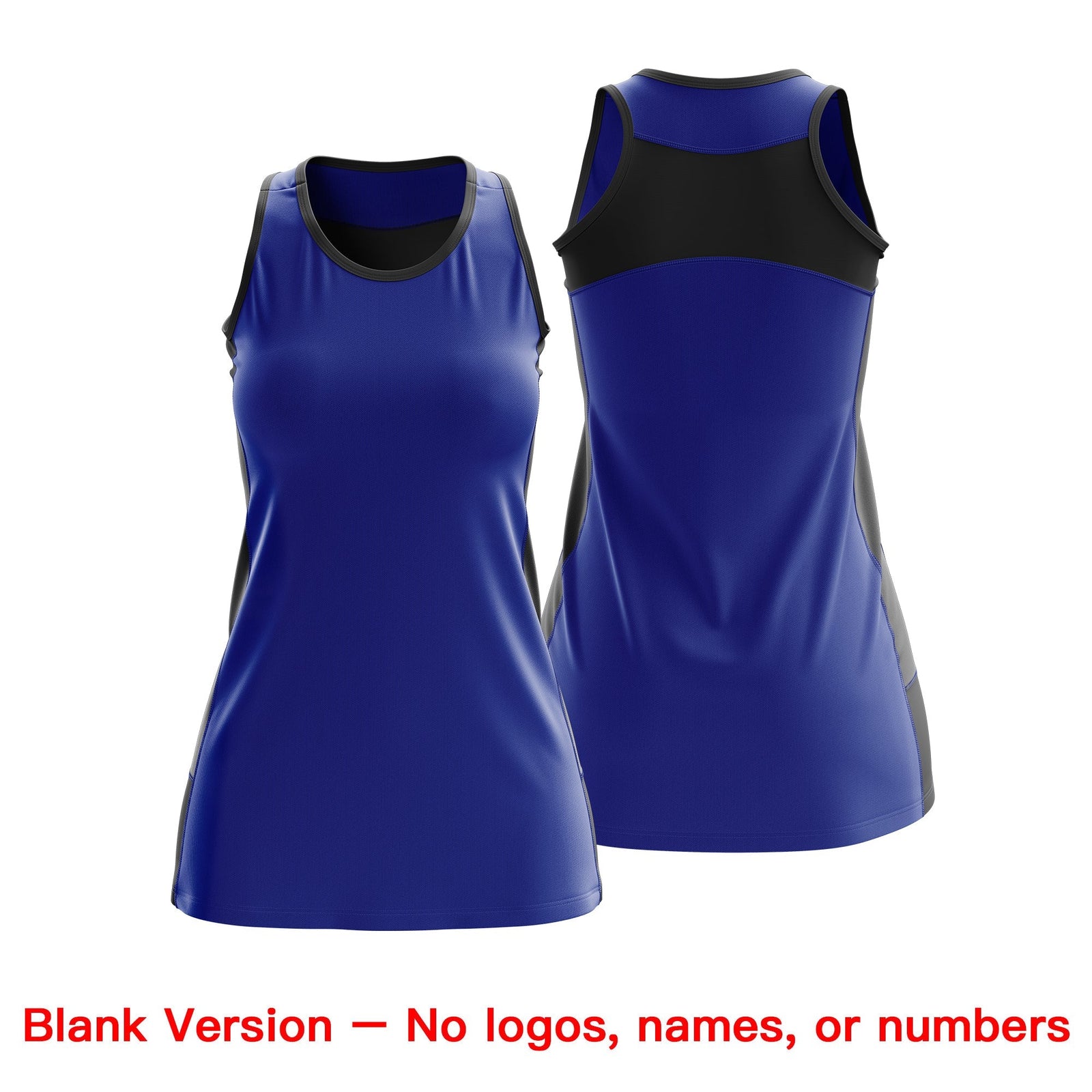 Custom Netball Dress | Royal Blue Black Classic Style Two-Tone Match Day Uniform