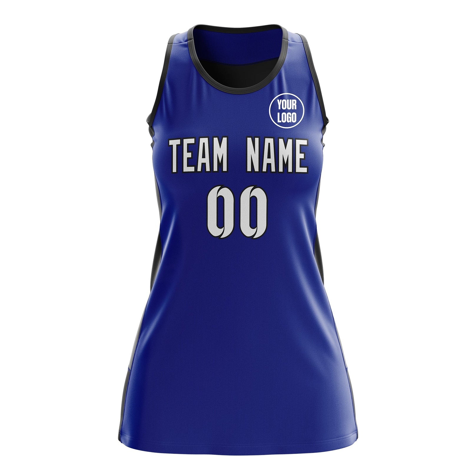 Custom Netball Dress | Royal Blue Black Classic Style Two-Tone Match Day Uniform