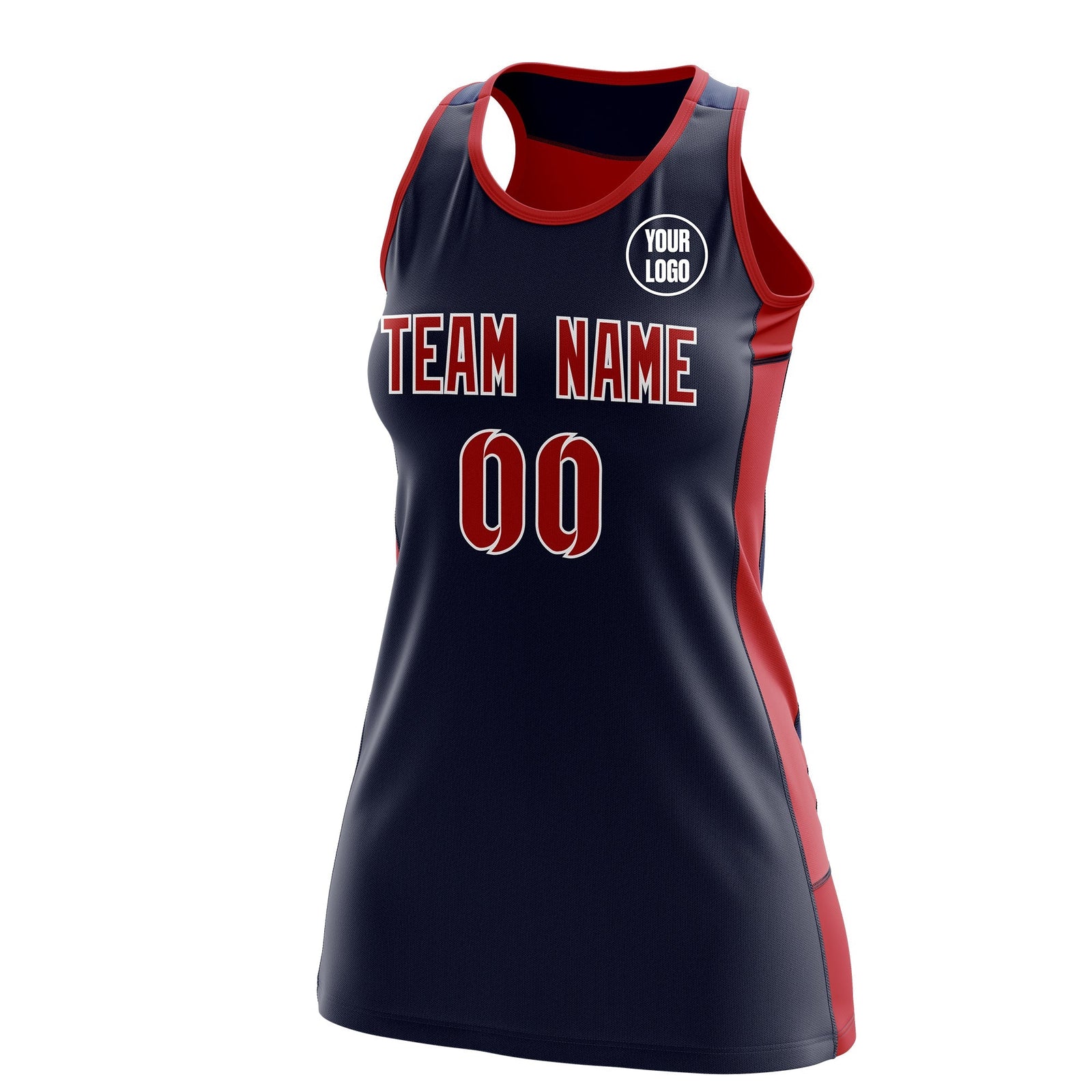 Custom Netball Dress | Navy Red Classic Style Two-Tone Breathable Performance Sportswear