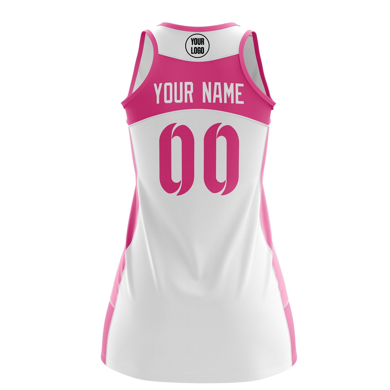 Custom Netball Dress | White Pink Classic Style Two-Tone Breathable Performance Sportswear