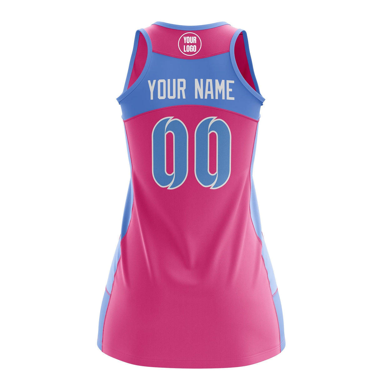 Custom Netball Dress | Pink Powder Blue Classic Style Two-Tone Professional Team Uniforms