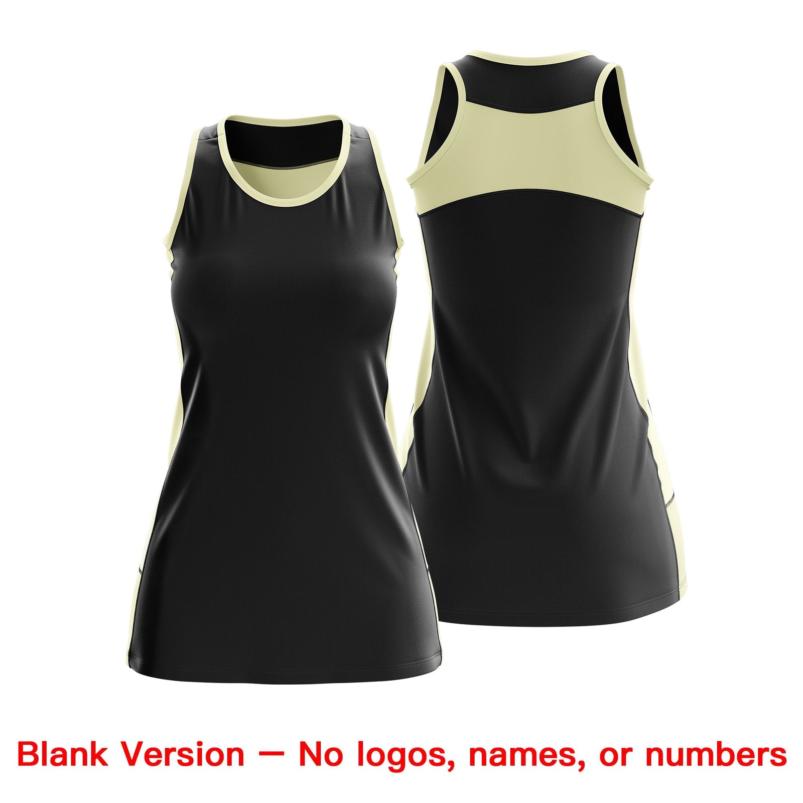 Custom Netball Dress | Black Cream Classic Style Two-Tone Breathable Performance Sportswear