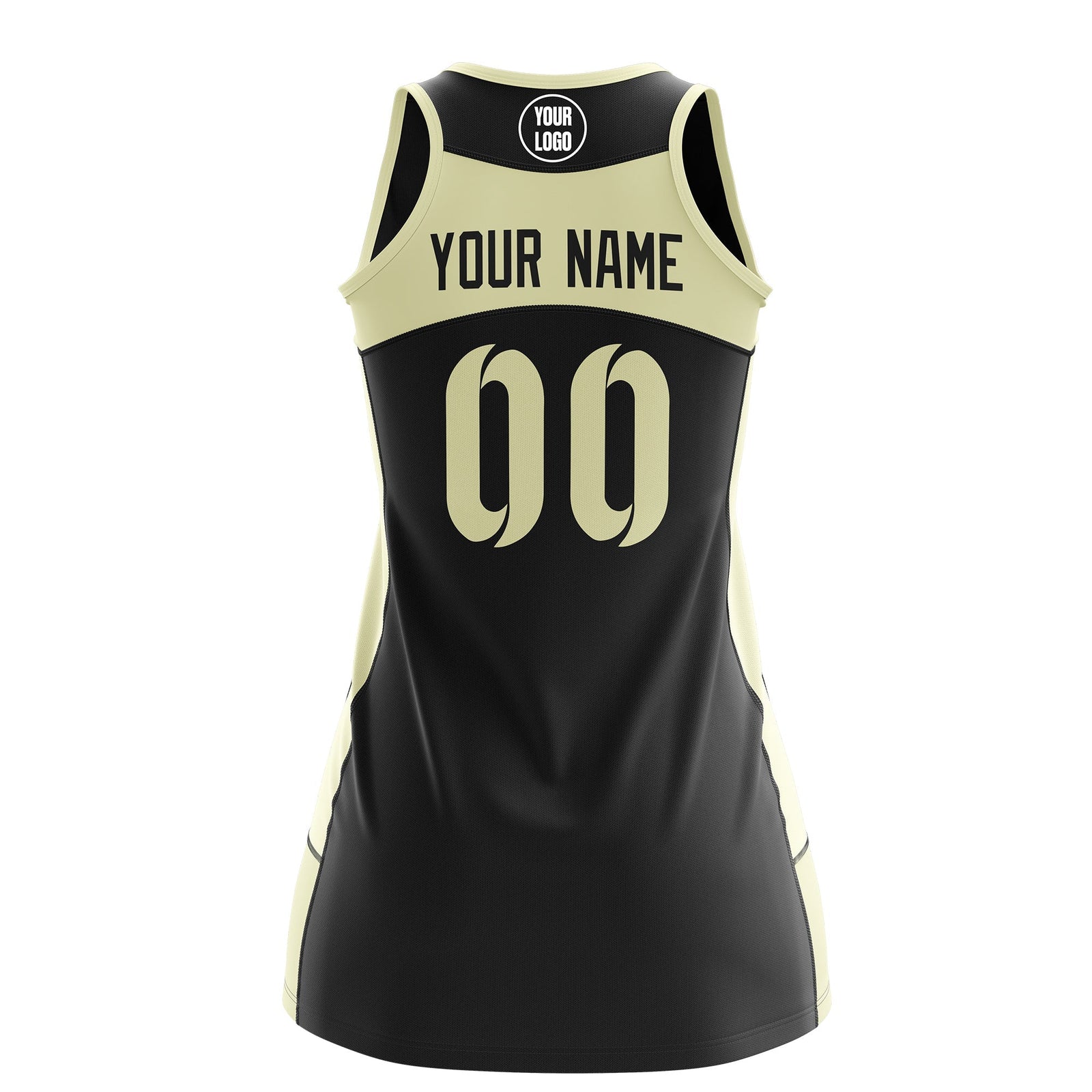 Custom Netball Dress | Black Cream Classic Style Two-Tone Breathable Performance Sportswear