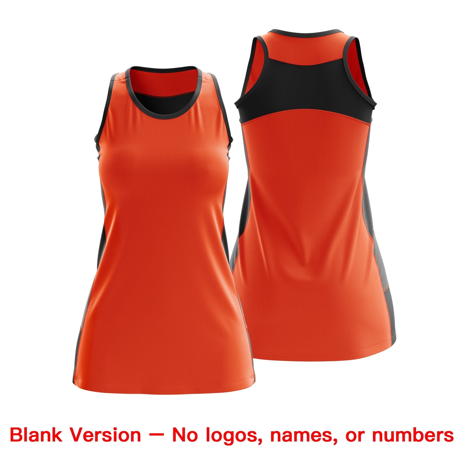 Custom Netball Dress | Orange Black Classic Style Two-Tone Professional Team Uniforms