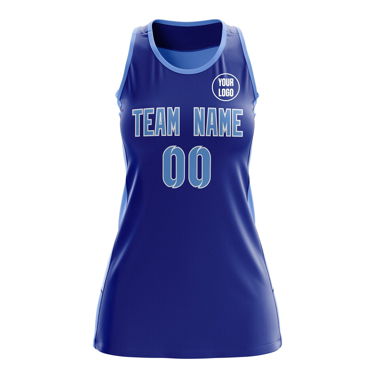 Custom Netball Dress | Royal Blue Powder Blue Classic Style Two-Tone Match Day Uniform