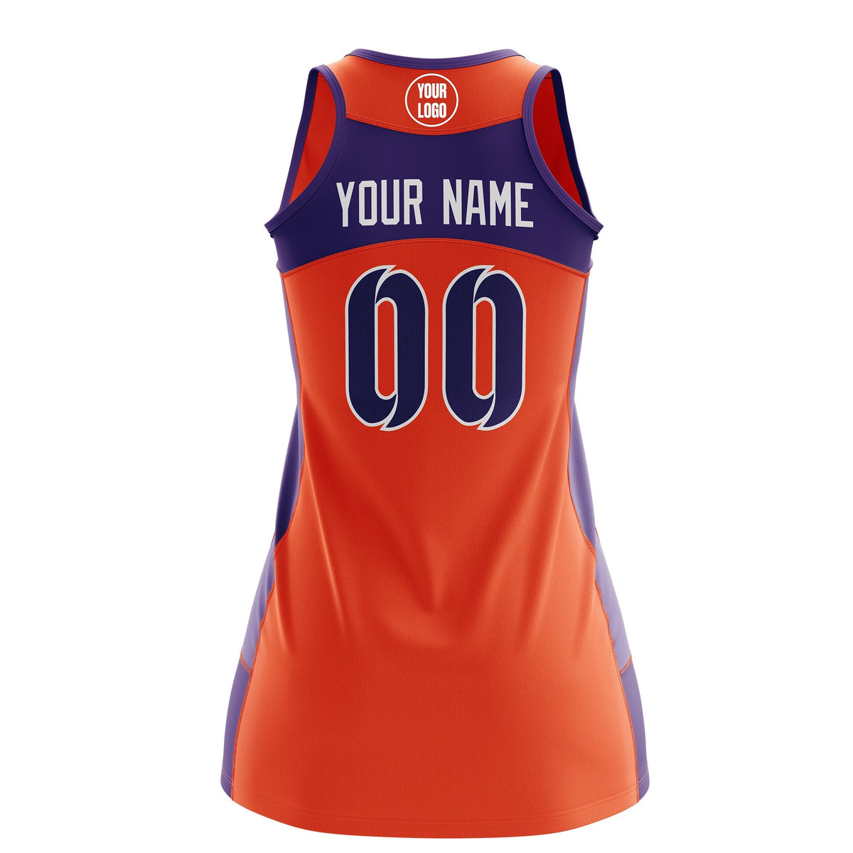 Custom Netball Dress | Orange Purple Classic Style Two-Tone Professional Team Uniforms