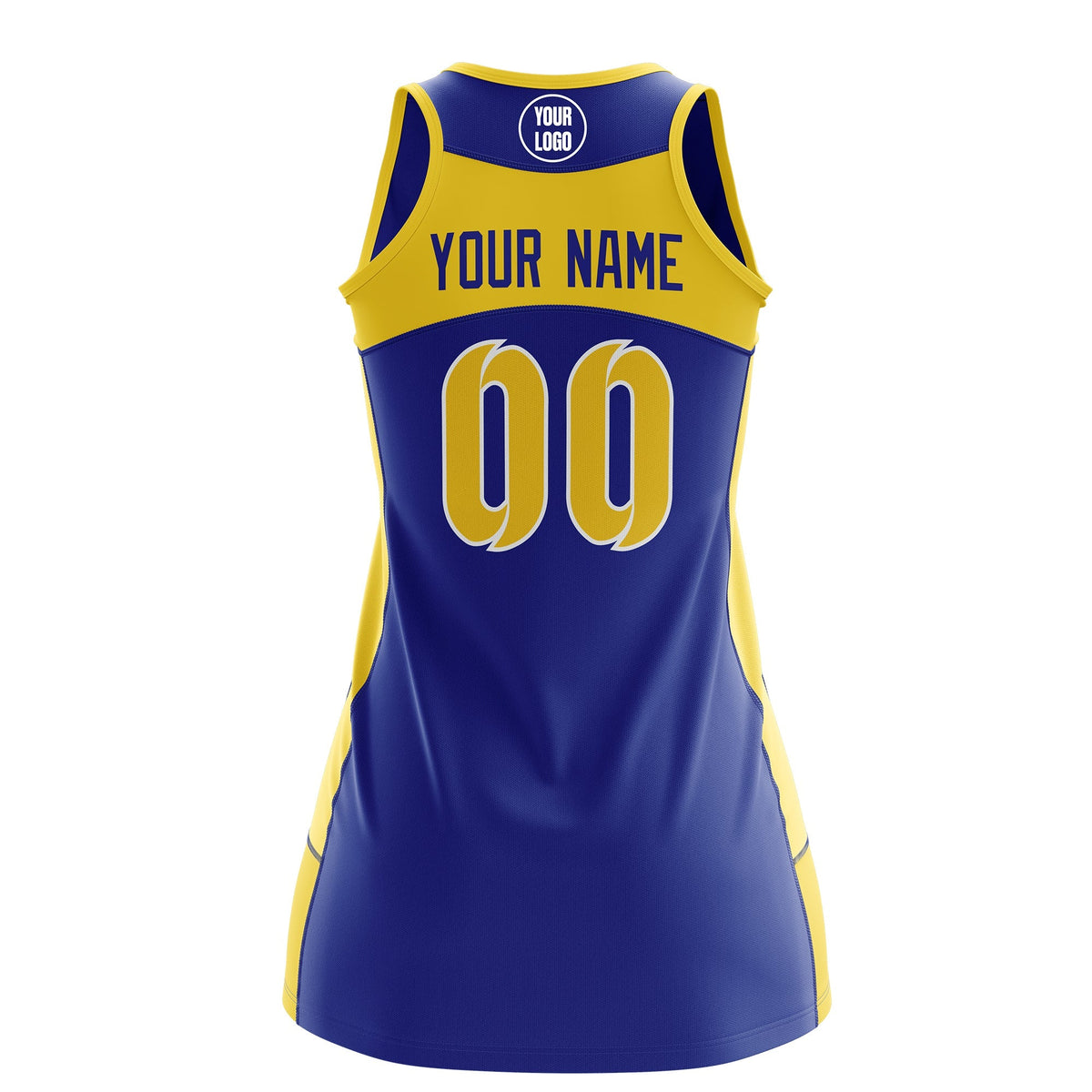 Custom Netball Dress | Royal Blue Gold Classic Style Two-Tone Breathable Performance Sportswear