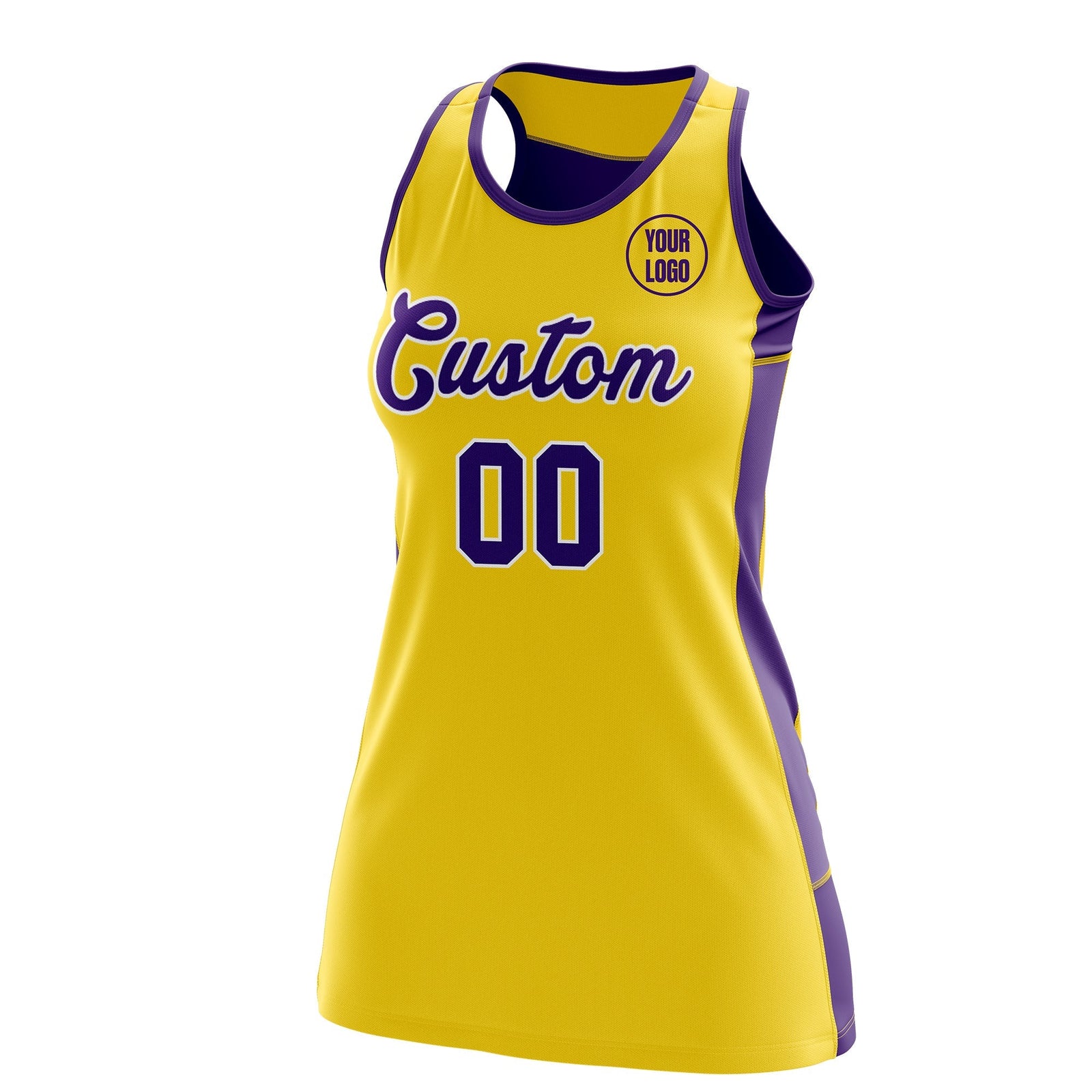 Custom Netball Dress | Gold Purple Classic Style Two-Tone Match Day Uniform