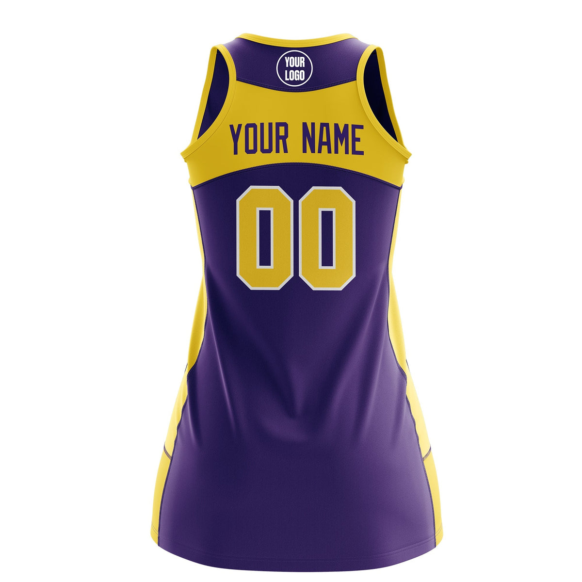 Custom Netball Dress | Purple Gold Classic Style Two-Tone Professional Team Uniforms