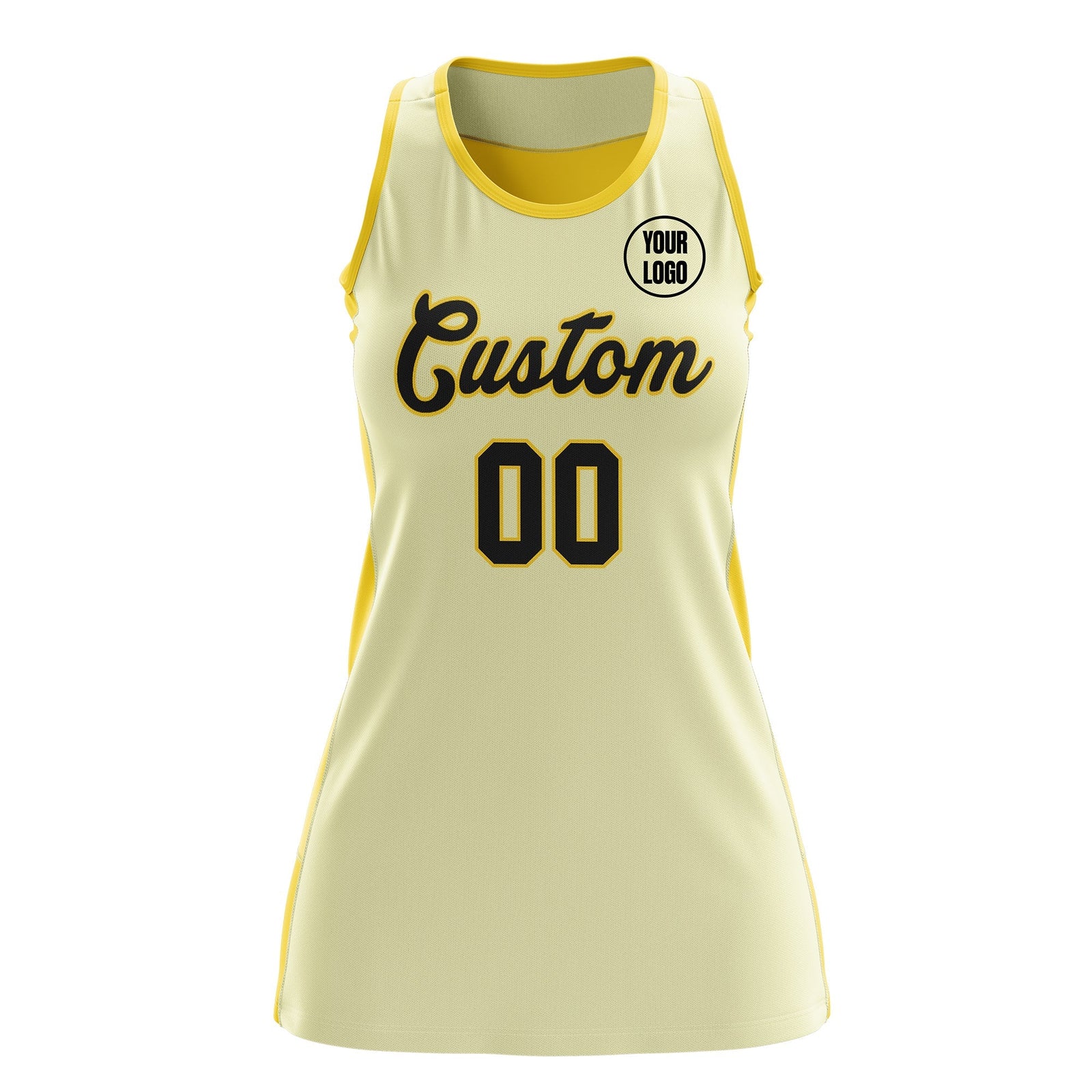 Custom Netball Dress | Cream Gold Classic Style Two-Tone Match Day Uniform